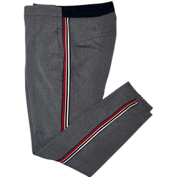 ZARA BASIC Gray straight leg pant w Striped Side Slim Leg Pants Trousers L - Picture 6 of 15